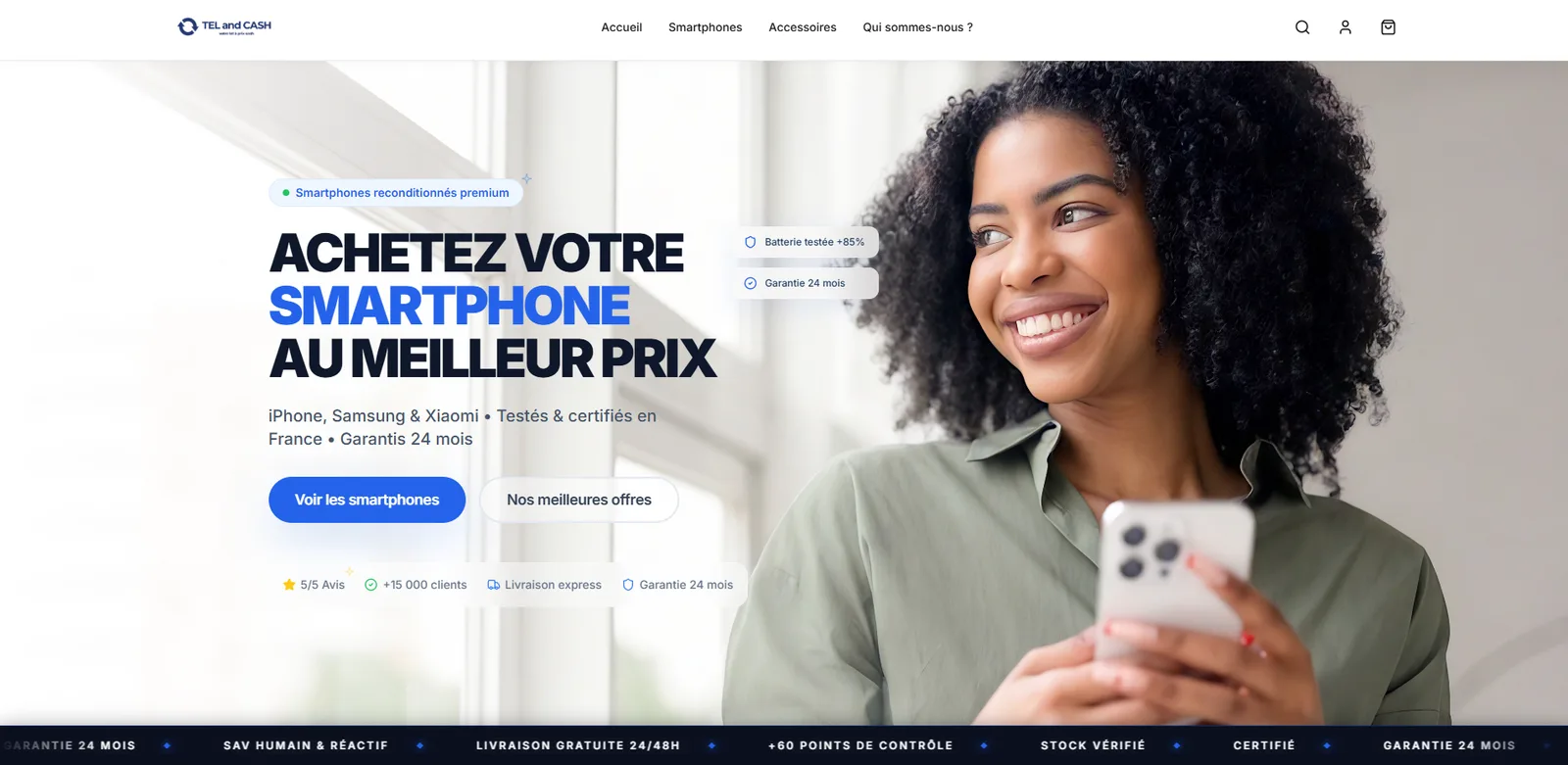 Aperçu du site Tel & Cash